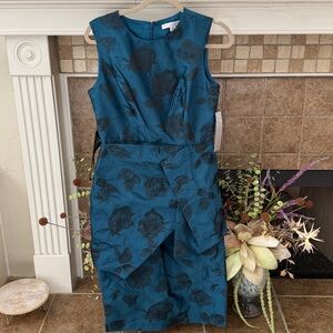 NWT Kay Unger Tina Midi Dress deep teal black